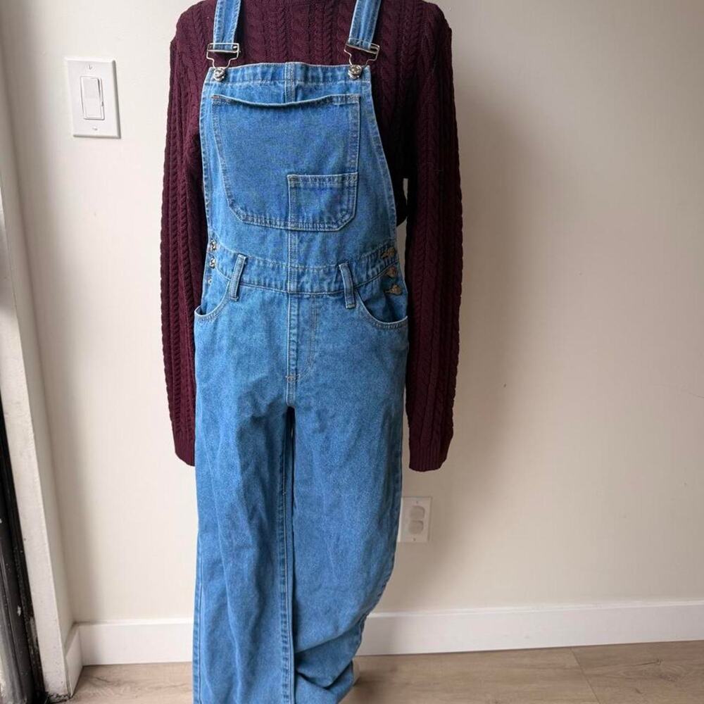 Edikted denim wide leg overalls